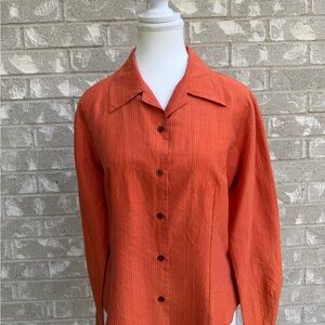 Orange Medium Silk Button-Up Blouse by My Clothes